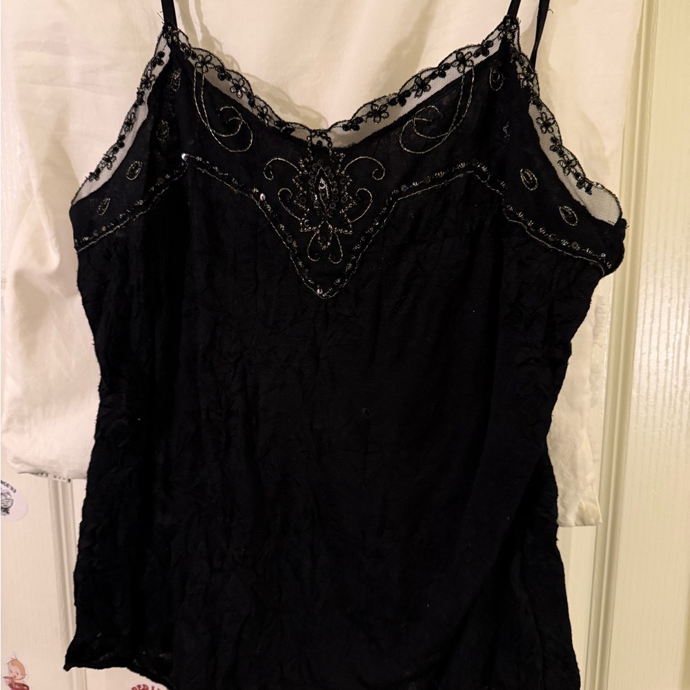 Elegant Black Lace Trim Camisole